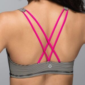 lululemon Free to Be Size 6 Striped Bra in Bumble Berry